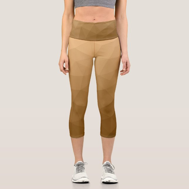 Leggings Capri Triángulos de patrones de malla geométrica de grad (Anverso)