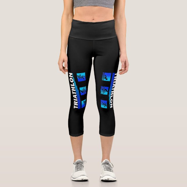 Leggings Capri Triatlón triunfo: navegando por la natación, la bi (Anverso)