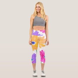 Leggings Capri Trio of Joy: Bright Floral