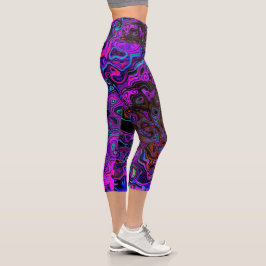 Leggings Capri Trípedo negro y magenta retro líquido giratorio
