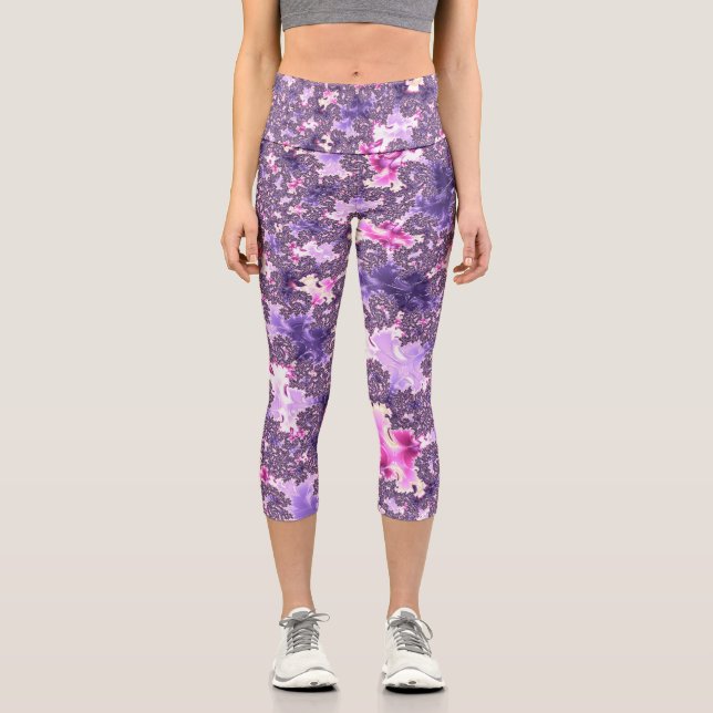 Leggings Capri Trippy Funky Boho Groovy Pastel Espiral Arte Fract (Anverso)