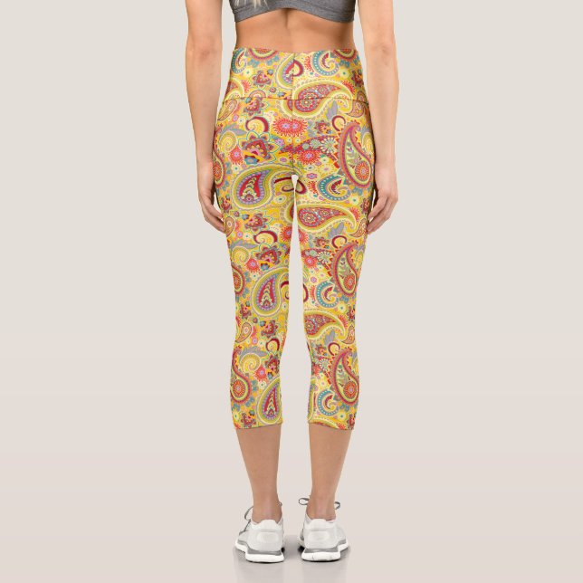 Leggings Capri Trippy Hippy Retro Paisley (Reverso )