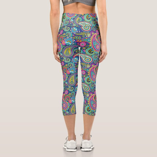 Leggings Capri Trippy Hippy Retro Paisley (Reverso )