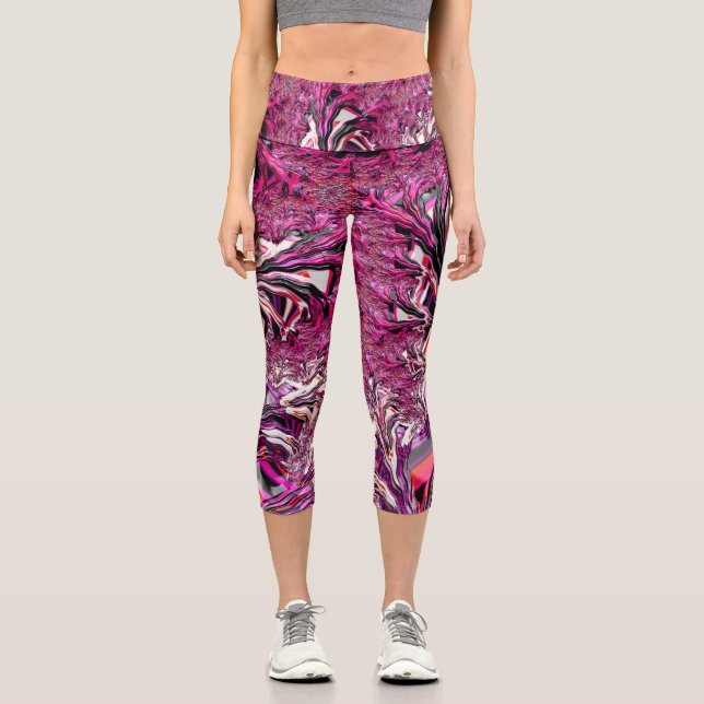 Leggings Capri Trippy Vibrante Psicodelle Funky Arte Fractal (Anverso)