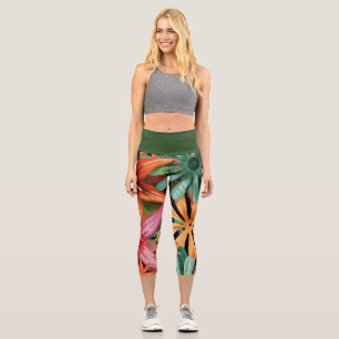 Leggings Capri tropical/hawaiano/floral/floral