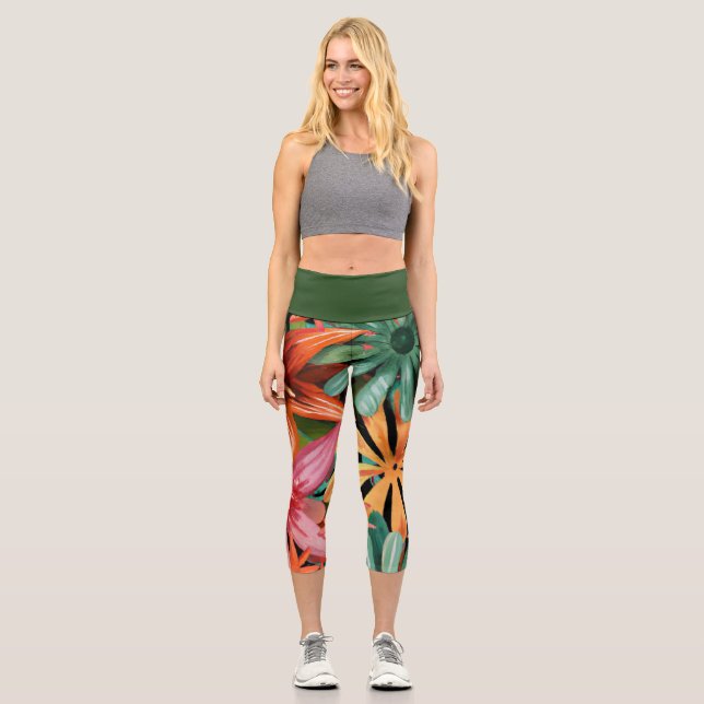 Leggings Capri tropical/hawaiano/floral/floral (Anverso)