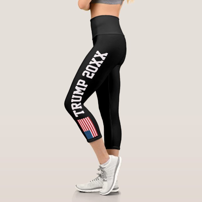 Leggings Capri Trump con bandera estadounidense puede EDITAR AÑO (Izquierda)