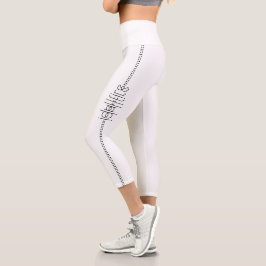 Leggings Capri Tu nombre como glifos alienígenas únicos blancos