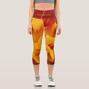 Leggings Capri Tulipán Monsella elegante de dos tonos rojo dorado