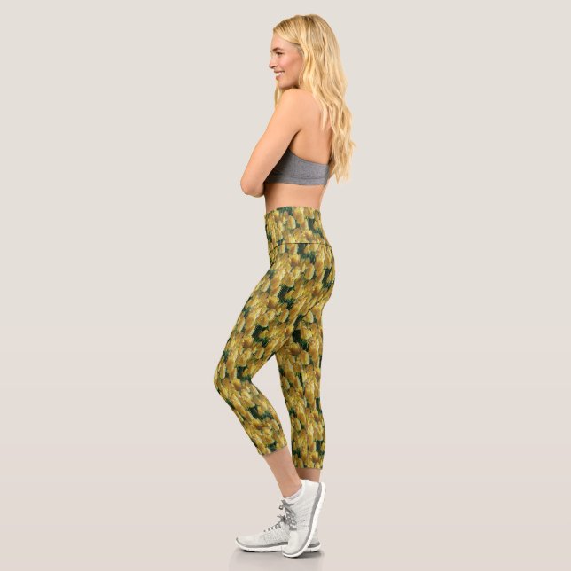 Leggings Capri Tulipanes amarillos brillantes (Izquierda)