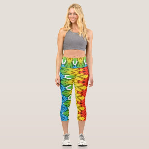 Leggings Capri Un colorido tejido de moda zigzag patrón capri
