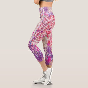 Leggings Capri un diseño de fondo morado con puntos