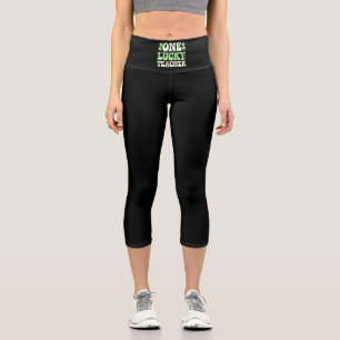 Leggings Capri Un profesor afortunado Groovy Retro Maestría St Pa