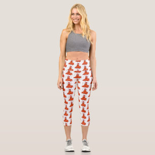 Leggings Capri Una alegre langosta con Navidades gorra personaliz