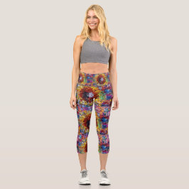 Leggings Capri Una explosión de girasol en las piernas de color d