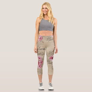 Leggings Capri Una serie de diseño de efímeras francesas 20