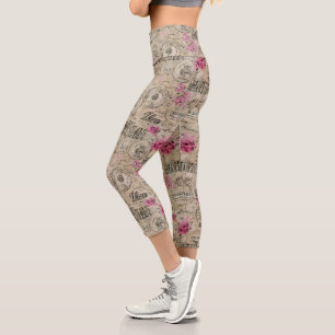 Leggings Capri Una serie de diseño de efímeras francesas 24