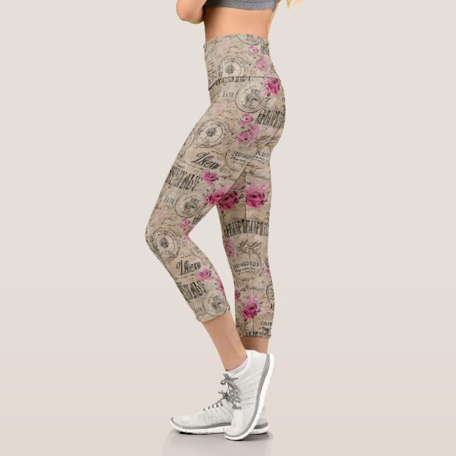 Leggings Capri Una serie de diseño de efímeras francesas 24 (Izquierda)