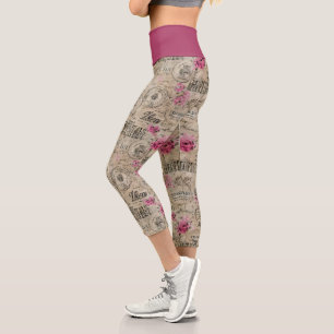 Leggings Capri Una serie de diseño de efímeras francesas 24