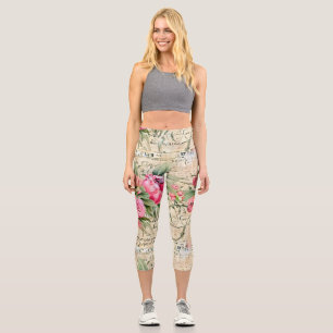 Leggings Capri Una serie de diseño de efímeras francesas 26