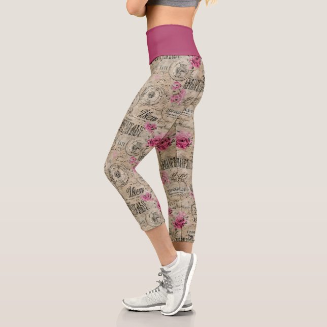 Leggings Capri Una serie de diseño de la época de la efiemera fra (Izquierda)