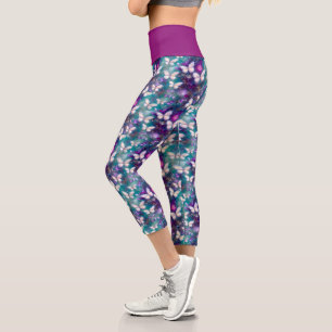 Leggings Capri Una serie de mariposas místicas Diseño 1