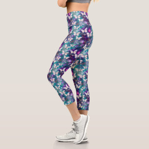 Leggings Capri Una serie de mariposas místicas Diseño 1