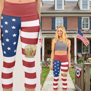 Leggings Capri USA Semiquincentenario 250 Años de Libertad Rojo