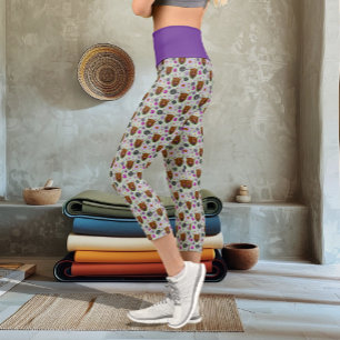 Leggings Capri Vaca Escocesa de las Tierras Altas Púrpura Cardo C