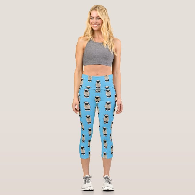 Leggings Capri Valais Blacknose ilustracion personalizado ovino (Anverso)
