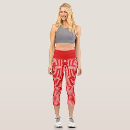 Leggings Capri valentinas corazones rojos rojos rayados