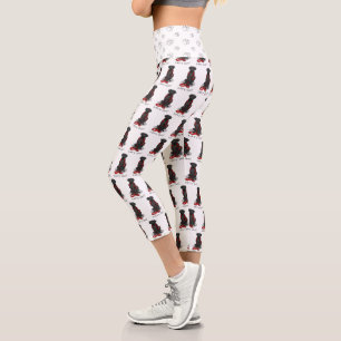 Leggings Capri ¡Vamos! Perro Retriever de Pelaje Plano (negro)