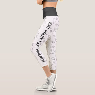 Leggings Capri Vegan Eat fruta no amigos animales blancos persona