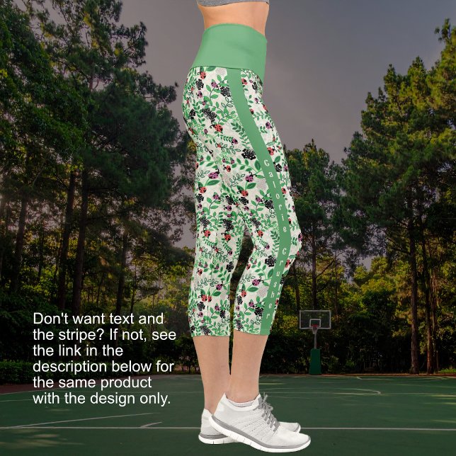 Leggings Capri Verano - Mariquitas, Mariposas Hojas-CON TEXTO (1A-Summer - Lady Bugs, Butterflies Leaves-WITH TEXT Capri Leggings)