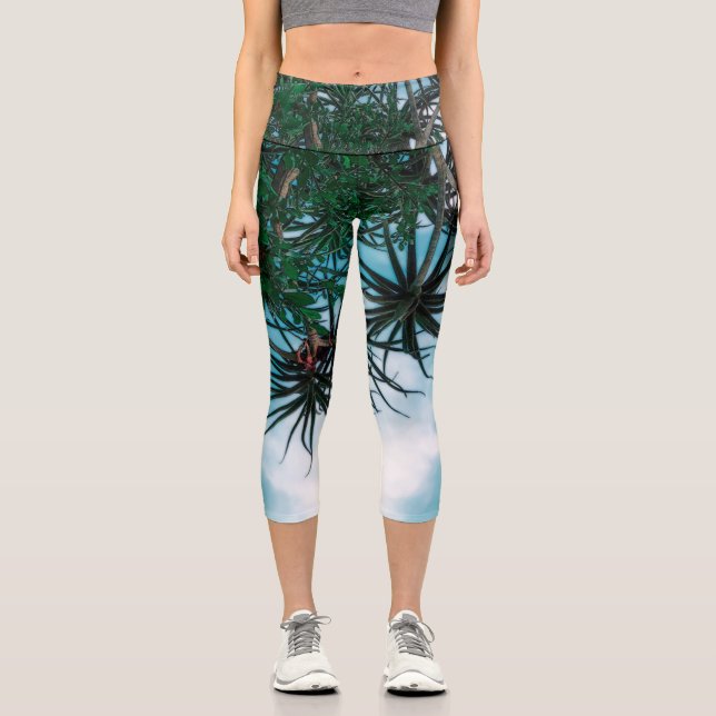 Leggings Capri Verano Vibes Palm Tree Cactus Palm Green (Anverso)