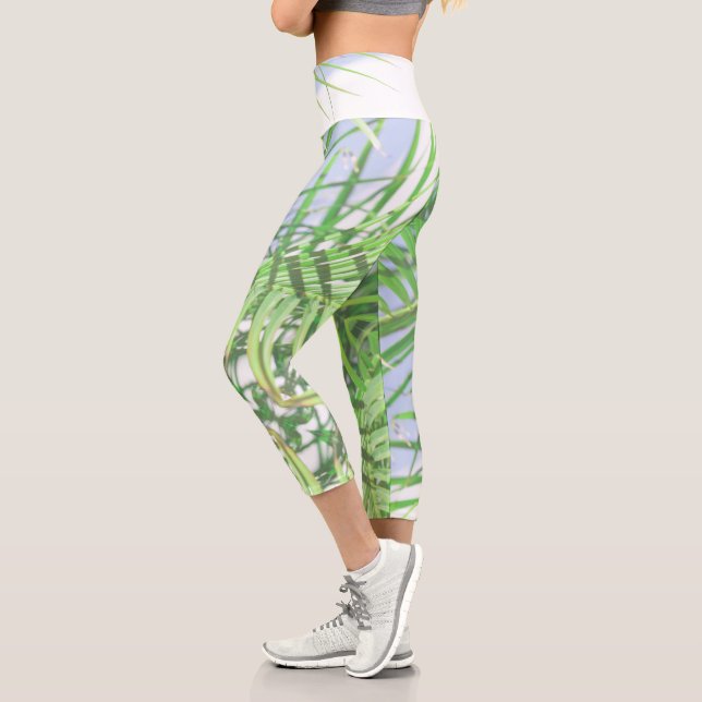 Leggings Capri Verano Vibes Palm Tree deja Pastel verde pálido (Izquierda)