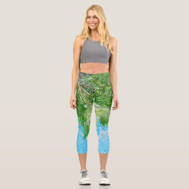 Leggings Capri Verano Vibes Palm Tree deja verde pálido