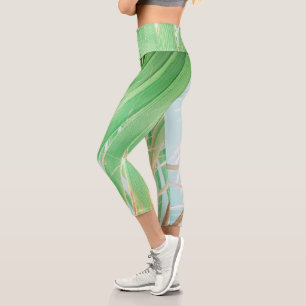 Leggings Capri Verano Vibes Palm Tree deja verde pálido
