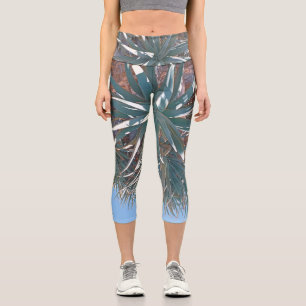 Leggings Capri Verano Vibes Palm Tree deja verde pálido