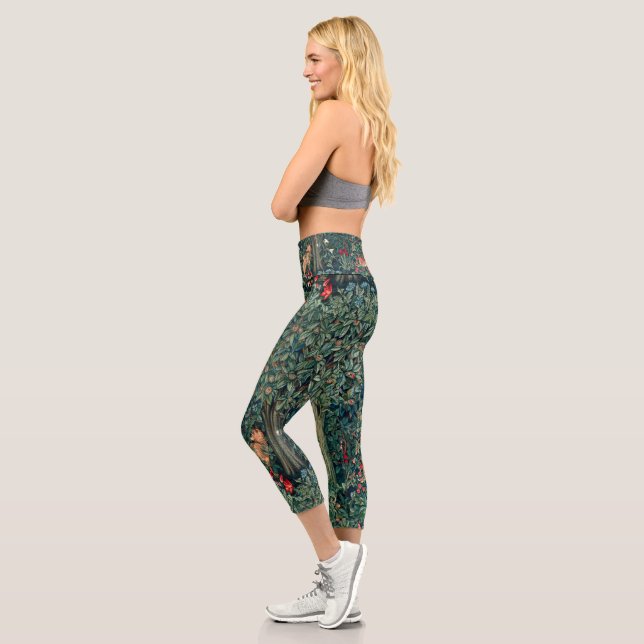 Leggings Capri VERDAD, ANIMALES FORESTALES Hares, Fox, Floral Ver (Izquierda)
