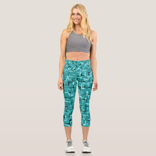 Leggings Capri Verde azulado patrón verde moderno
