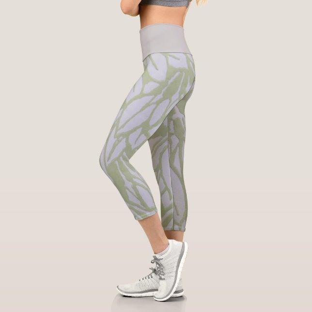 Leggings Capri Verde botánico y gris (Izquierda)