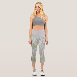 Leggings Capri Verde botánico y gris
