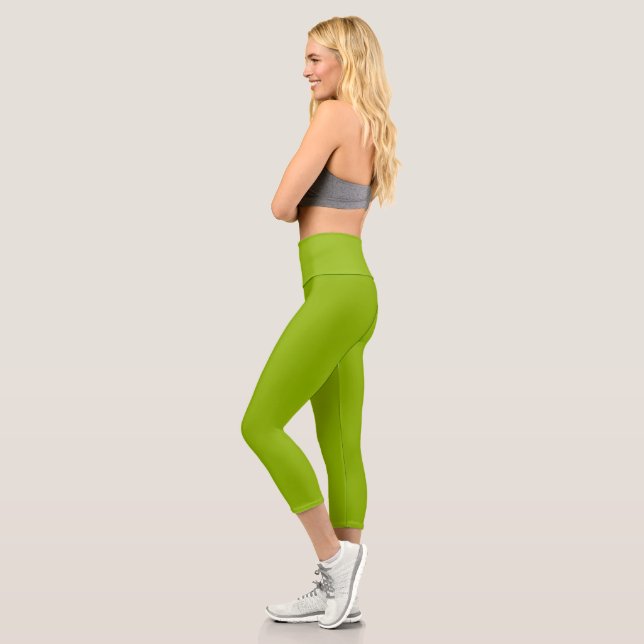 Leggings Capri Verde de manzana (color sólido)  (Izquierda)