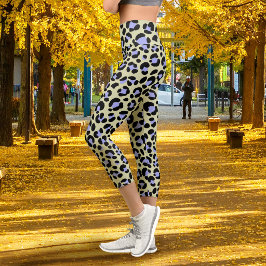 Leggings Capri Verde Negro Púrpura Leopardo
