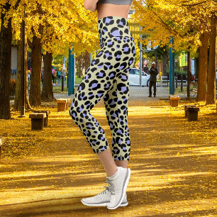Leggings Capri Verde Negro Púrpura Leopardo