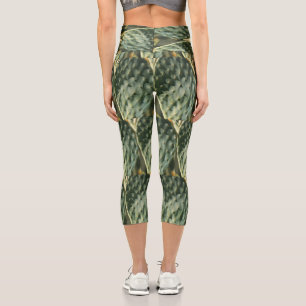 Leggings Capri Verde pálido de textura prensada