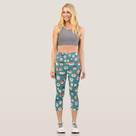 Leggings Capri Verde Verde azulado sushi