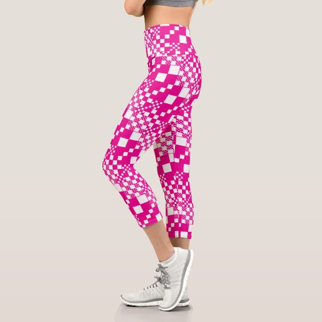 Leggings Capri Verificado, verifica en magenta y blanco (Izquierda)