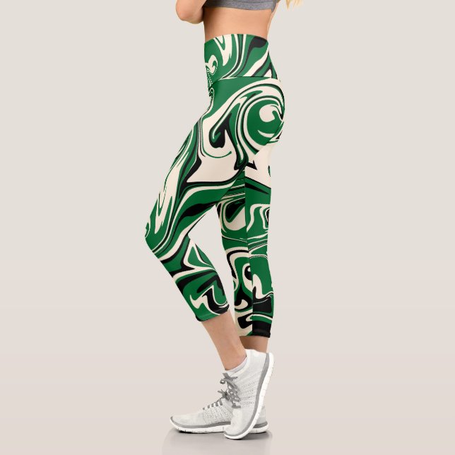 Leggings Capri Vertido - Verde, Crema y Negro (Izquierda)